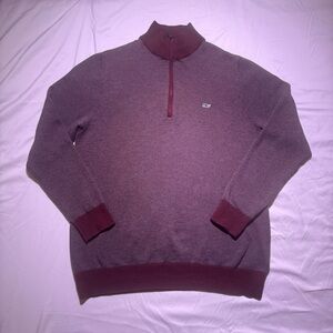 Vineyard Vines Men's Maroon Zip-Up Sweater